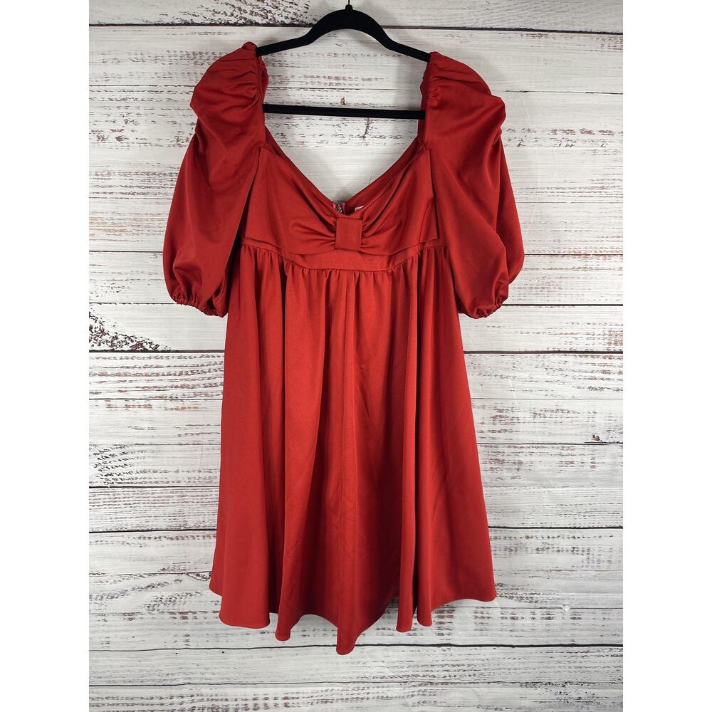 Kate Spade New York Dress Women's 8 Red Puff Sleeve Babydoll Mini Sweetheart Bow - Picture 5 of 12